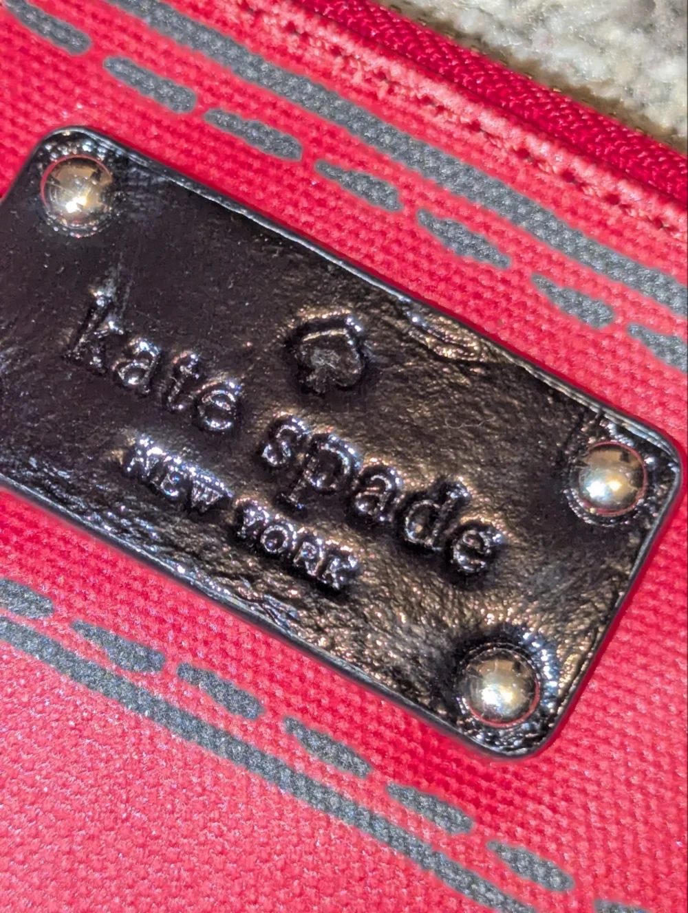 kate spade Red and Black Logo Plaque Wristlet